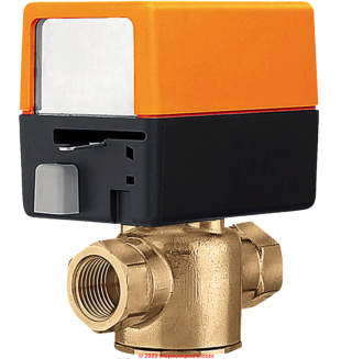 Belimo zone valve for hydronic heating connects using male NPT threaded fitting - no soldering or sweathing (C) InspecdtApedia.com Belimo bostonaircontrols.com