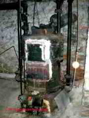 Antique heating boiler © D Friedman at InspectApedia.com 