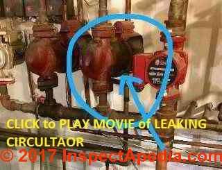 Movie of leaky circulator pump (C) InspectApedia.com  KK