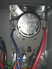 Fan limit control switch interior components (C) InspectApedia.com Ken
