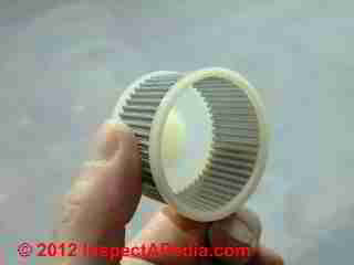 Oil burner fuel unit filter screen © D Friedman at InspectApedia.com 