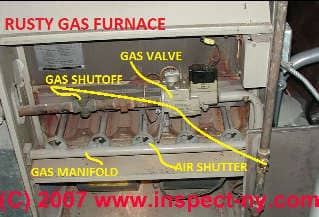 Gas burner on furnace