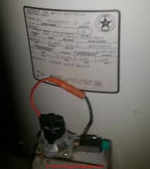 Thermocouple connection on gas water heater (C) InspectApedia.com Nolan