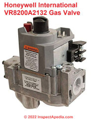 Honeywell VR8200 Gas Valve used to control a gas boiler or furnace (C) InspectApedia.com