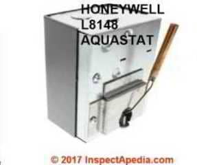 Honeywell L8148 Aquastat description (C) InspectApedia.com