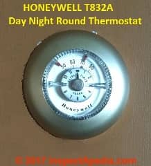 Honeywell T832 Day-Night Room Thermostat (C) InspectApedia.com
