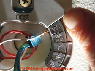 Connecting the thermostat wires to the Nest thermostat base (C) Daniel Friedman
