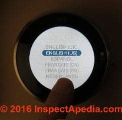 How to select a setup  option on the Nest thermostat by pressing the display (C) Daniel Friedman