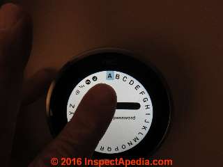 Selecting a character to enter data into a Nest learning thermostat (C) Daniel Friedman