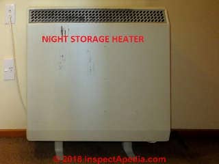 Dimplex type Night Storage Heater in Christ Church, New Zealand (C) Daniel Friedman at InspectApedia.com