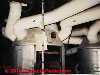 Asbestos duct wrap © D Friedman at InspectApedia.com 