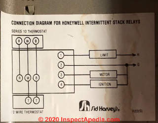 Honeywell or Sid Harvey Oil burner stack relay wiring diagram - Sid Harvey at InspectApedia.com reader Deb
