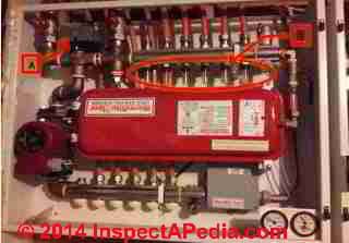 3 Zone Radiant Heat controlled by WarmRite Floor controllers (C) InspectApedia SC