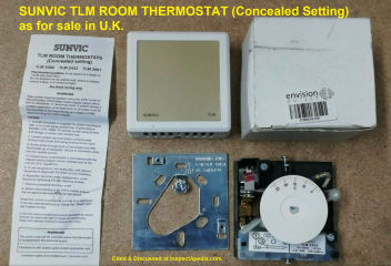 UK Sunvic room thermostat cited and discussed at InspectApedia.com