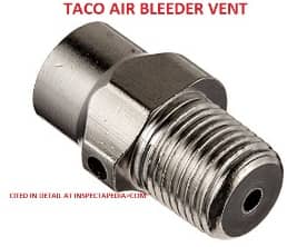 Taco coin vent used to bleed baseboards or radiators - at InspectApedia.com