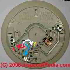 Honeywell thermostat backing plate showing wiring connections