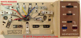 Trane Weathertron 3AAT80B1A1 Thermostat Wiring Details (C) InspectApedia.com