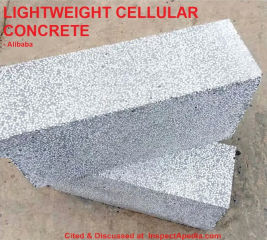 Lightweight cellular concrete samples - Alibaba - cited & discussed at InspectApedia.com