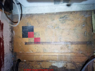 Sheet flooring linoleum ca 1930 - 1940 (C) InspectApedia.com Jared