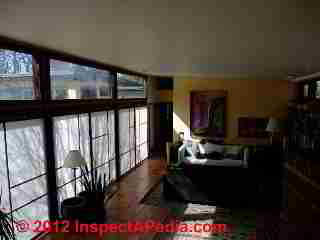 High energy efficient fixed glass and sliding door installation © D Friedman at InspectApedia.com 