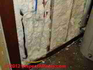 Demilec open celled 1/2 lb foam insulation © D Friedman at InspectApedia.com 