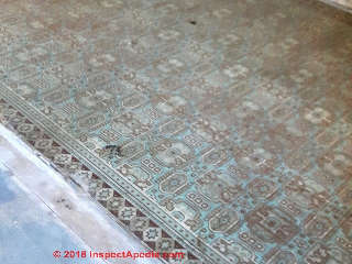 Antique linoleum rug identification photo (C) InspectApedia.com Jason Desiree