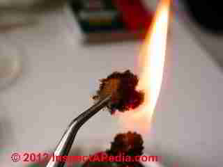 Balsam wool insulation fire resistance test © D Friedman at InspectApedia.com 