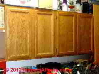 Oak cabinets © D Friedman at InspectApedia.com 