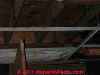 Drop ceiling over a flooded basement © D Friedman at InspectApedia.com 