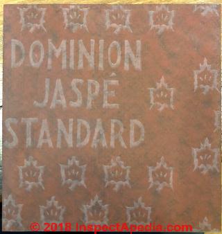 Back side of Dominon Floor Tile Jaspe Catalog J-736 (C) InspectApedia.com Jason