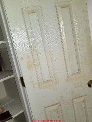 Mold stains on door (C) InspectApedia.com Rick Williams