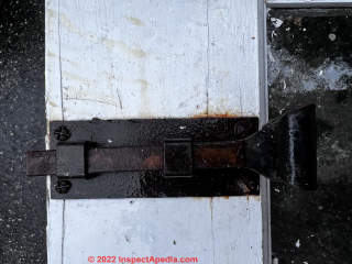 Trash picked Dutch door hardware (C) InspectApedia.com Hannah