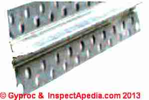 Gyproc zinc metal plasterboard expansion joint control strip, British Gypsum, U.K. www.british-gypsum.com (C) Gyproc & InspectApedia.com