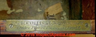 G.R. Collis & Co. silversmiths tag on an antique chest (C) Daniel Friedman