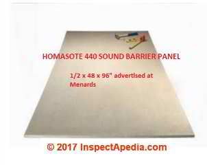 Homasote 440 Sound Barrier Panel on sale at Menards (C) InspectApedia.com