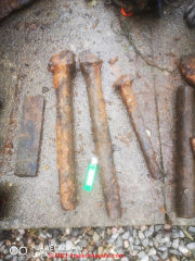 Iron nails and spikes found by magnet fishing at the Inverness Canal Scotland (C) InspectApedia.com Vic