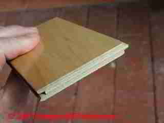 Engineered wood maple floor sample © D Friedman at InspectApedia.com 