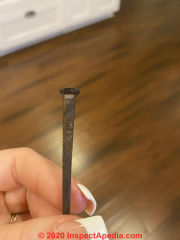 Old nails help determine house age (C) InspectApedia.com Amy