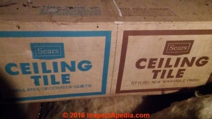 Sears acoustic ceiling tiles (C) InspectApedia.com JM