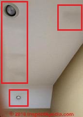 Ghosting stains on a ceiling (C) InspectApedia.com Tany