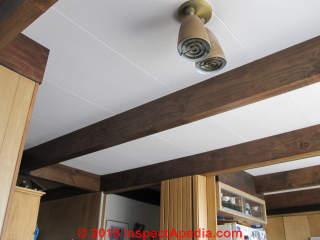 Fiberboard roof panels forming interior ceiling (C) Daniel Friedman at InspectApedia.com