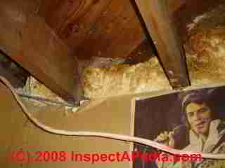 UFFI insulation oozing out in a  basement © Daniel Friedman