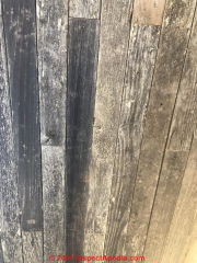 Black mold-stained wood used indoors ? (C) InspectApedia.com Nelson 