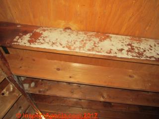 Yellow stuff on rafters - is this mold? (C) InspectApediia.com Kevin