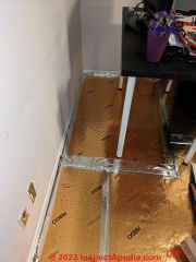 Sealing off floor surface as a step in odor source diagnosis  (C) InspectApedia.com Widmer 