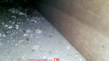 Inspect building cavities for possible odor source  (C) InspectApedia.com Widmer