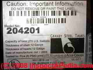 Oil tank label