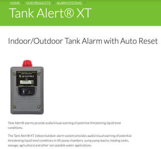Liquid level alarm for tanks - SJER Hombus Co cited & discussed at InspectApedia.com