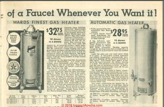 Montgomery Wards water heater from 1935 (C) InspectApedia.com