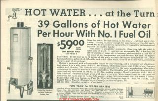 Montgomery Ward water heater catalog page from 1935 (C) InspectApedia.com